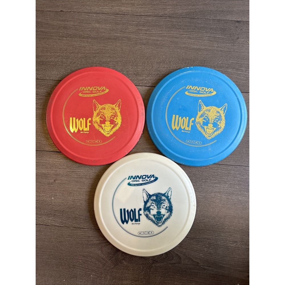 Disc Golf Lot INNOVA 3 Discs Mid Range WOLF 43-41 Res Blue White Used